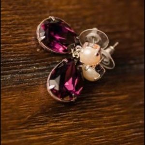 Amethyst and pearl earrings wedding/pageant